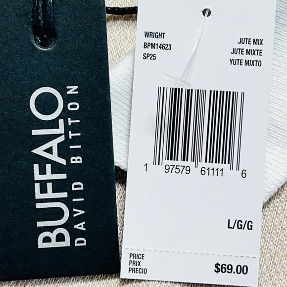 Buffalo David Bitton Men Pullover Short Sleeve Jute Mix Tan Knit Polo Large NWT - Picture 6 of 9